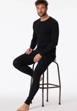 Shirt langarm Rundhals schwarz - 95/5