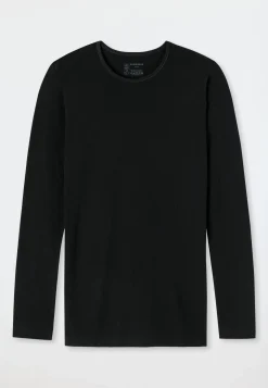 Shirt langarm Rundhals schwarz - 95/5