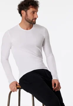 Shirt langarm Rundhals weiß - 95/5