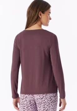 Shirt langarm U-Boot-Ausschnitt kakaobraun - Mix+Relax