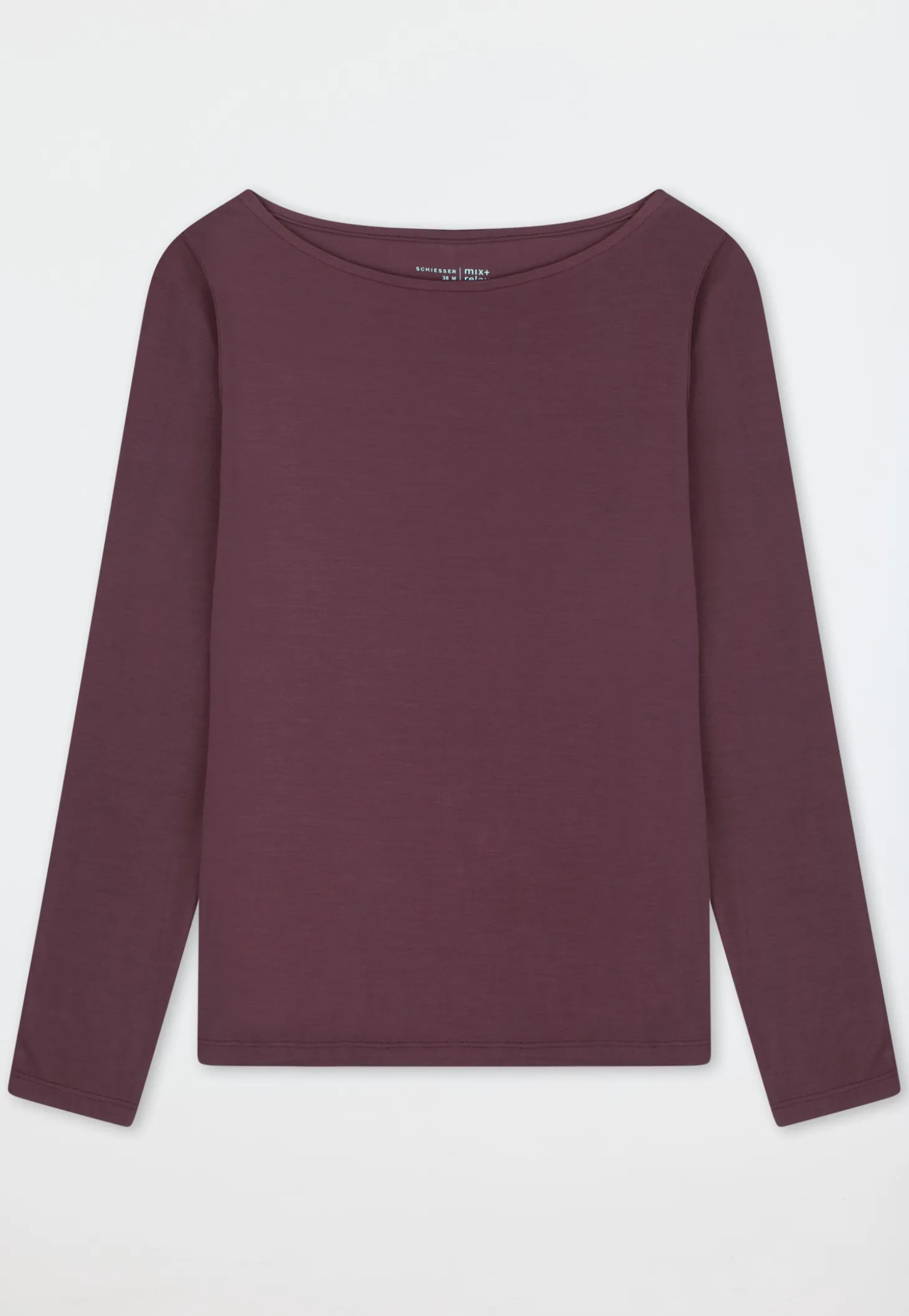 Shirt langarm U-Boot-Ausschnitt kakaobraun - Mix+Relax