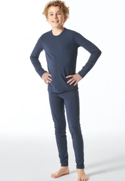 Shirt langarm unisex wärmend jeansblau - Thermo