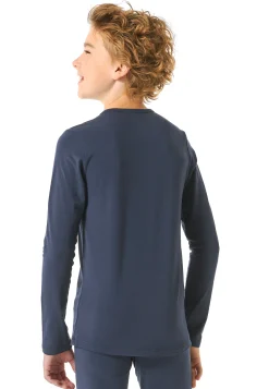 Shirt langarm unisex wärmend jeansblau - Thermo