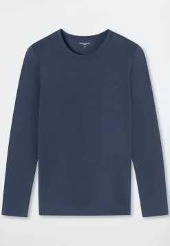 Shirt langarm unisex wärmend jeansblau - Thermo