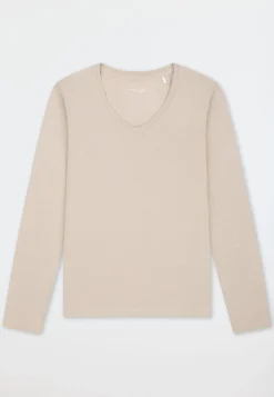 Shirt langarm V-Ausschnitt bright taupe - Mix+Relax