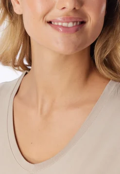 Shirt langarm V-Ausschnitt bright taupe - Mix+Relax