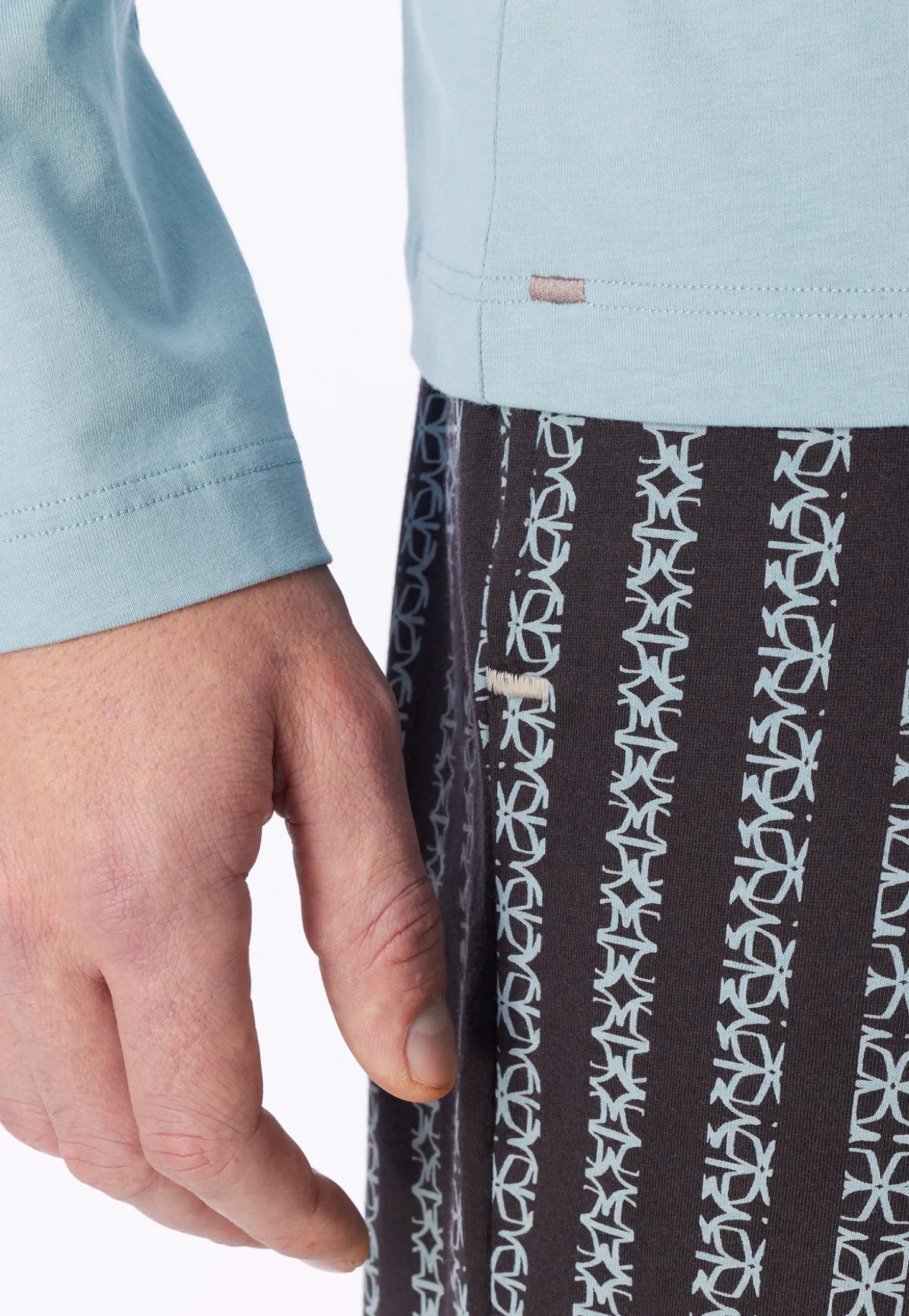 Shirt langarm V-Ausschnitt eisblau - Mix+Relax