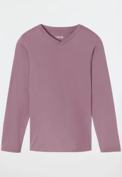 Shirt langarm V-Ausschnitt lila - Mix+Relax