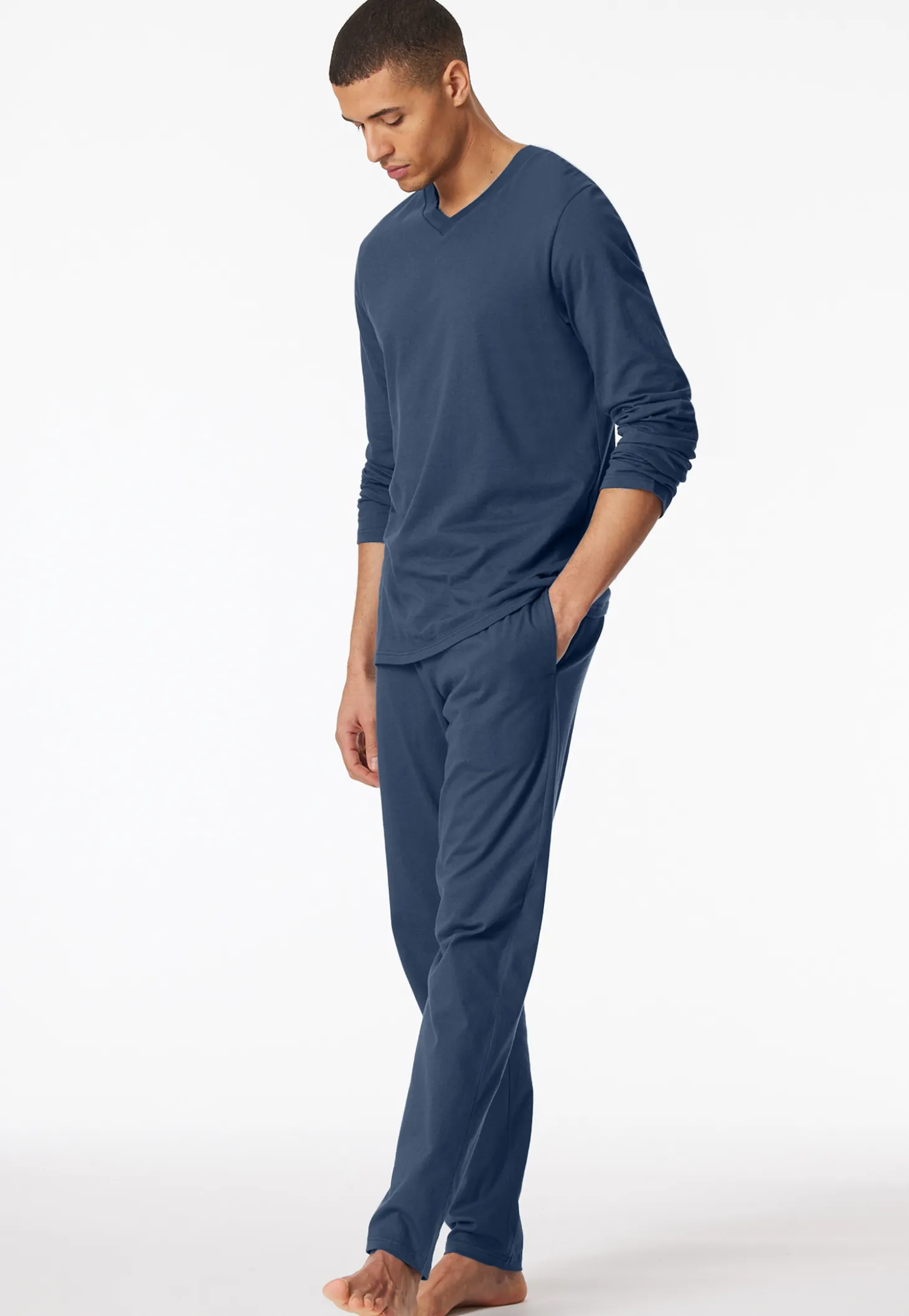Shirt langarm V-Ausschnitt royal - Mix+Relax