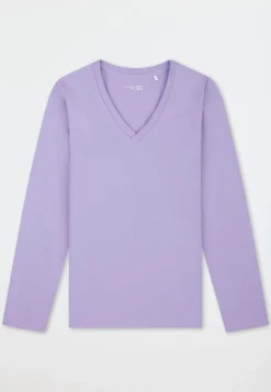 Shirt langarm V-Ausschnitt zartlila - Mix+Relax