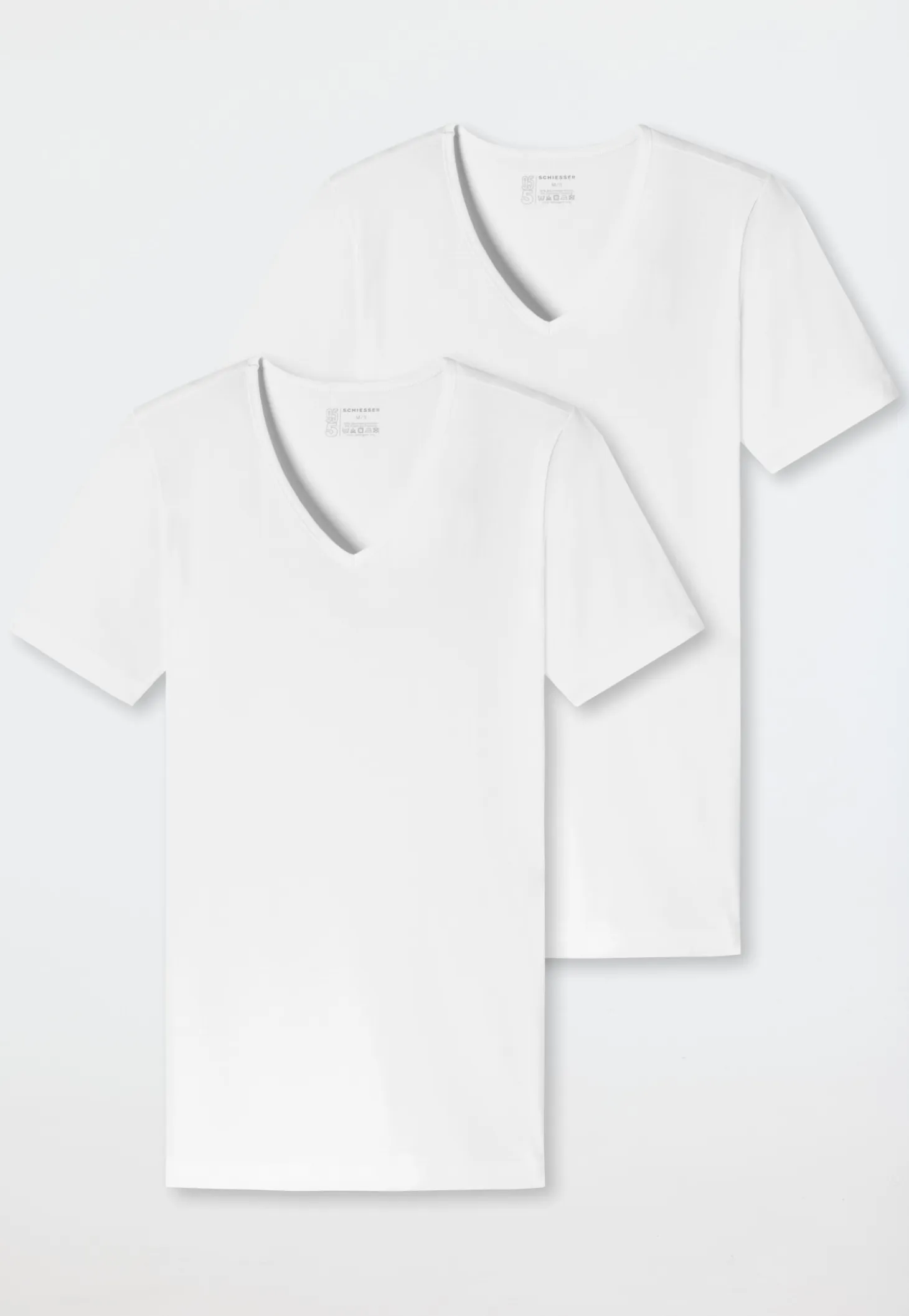 Shirts kurzarm 2er-Pack tiefer V-Ausschnitt weiß – 95/5