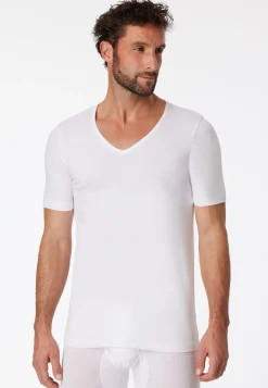 Shirts kurzarm 2er-Pack tiefer V-Ausschnitt weiß – 95/5