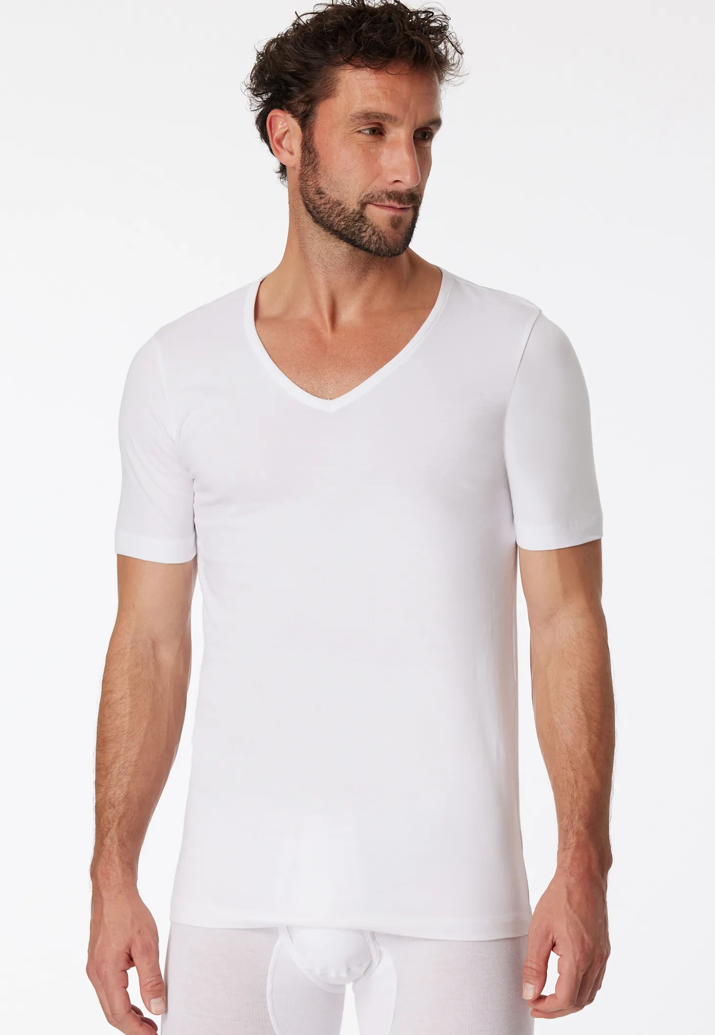 Shirts kurzarm 2er-Pack tiefer V-Ausschnitt weiß – 95/5
