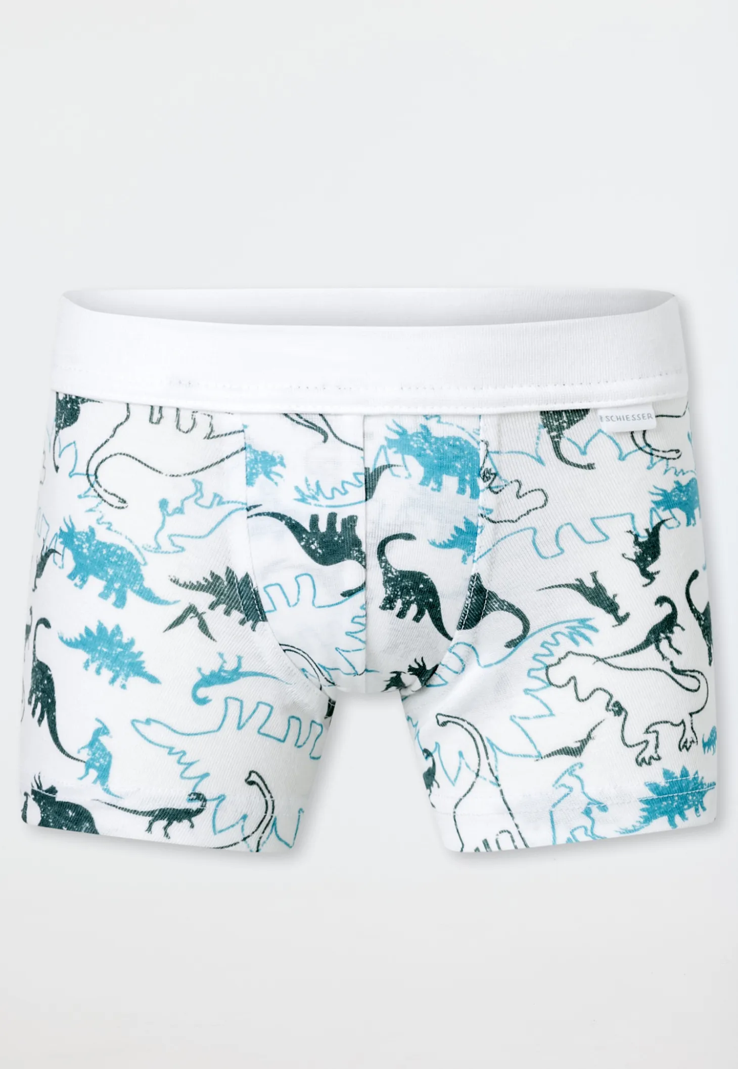 Shorts 2er-Pack Dinos grün/weiß - Fine Rib