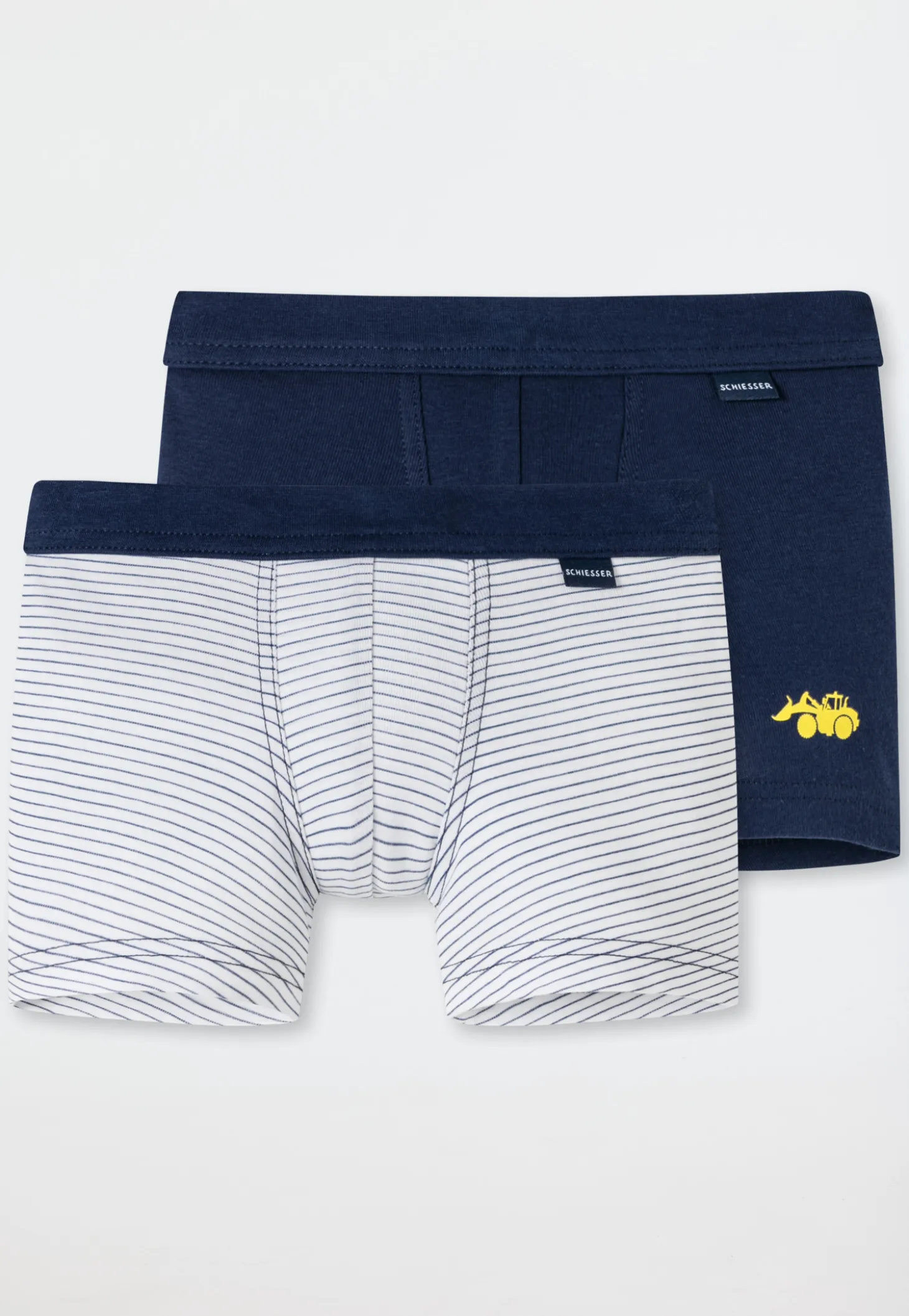 Shorts 2er-Pack Feinripp Softbund Ringel Bagger dunkelblau/weiß - Feinripp Multipacks