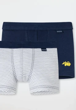 Shorts 2er-Pack Feinripp Softbund Ringel Bagger dunkelblau/weiß - Feinripp Multipacks