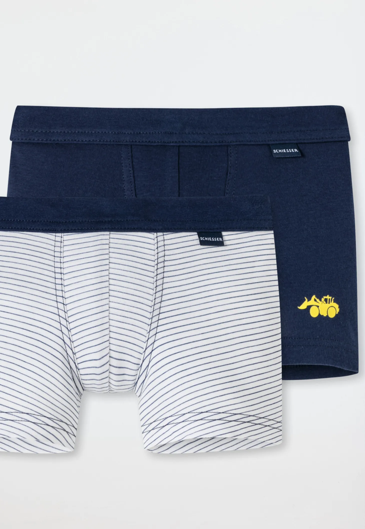 Shorts 2er-Pack Feinripp Softbund Ringel Bagger dunkelblau/weiß - Feinripp Multipacks