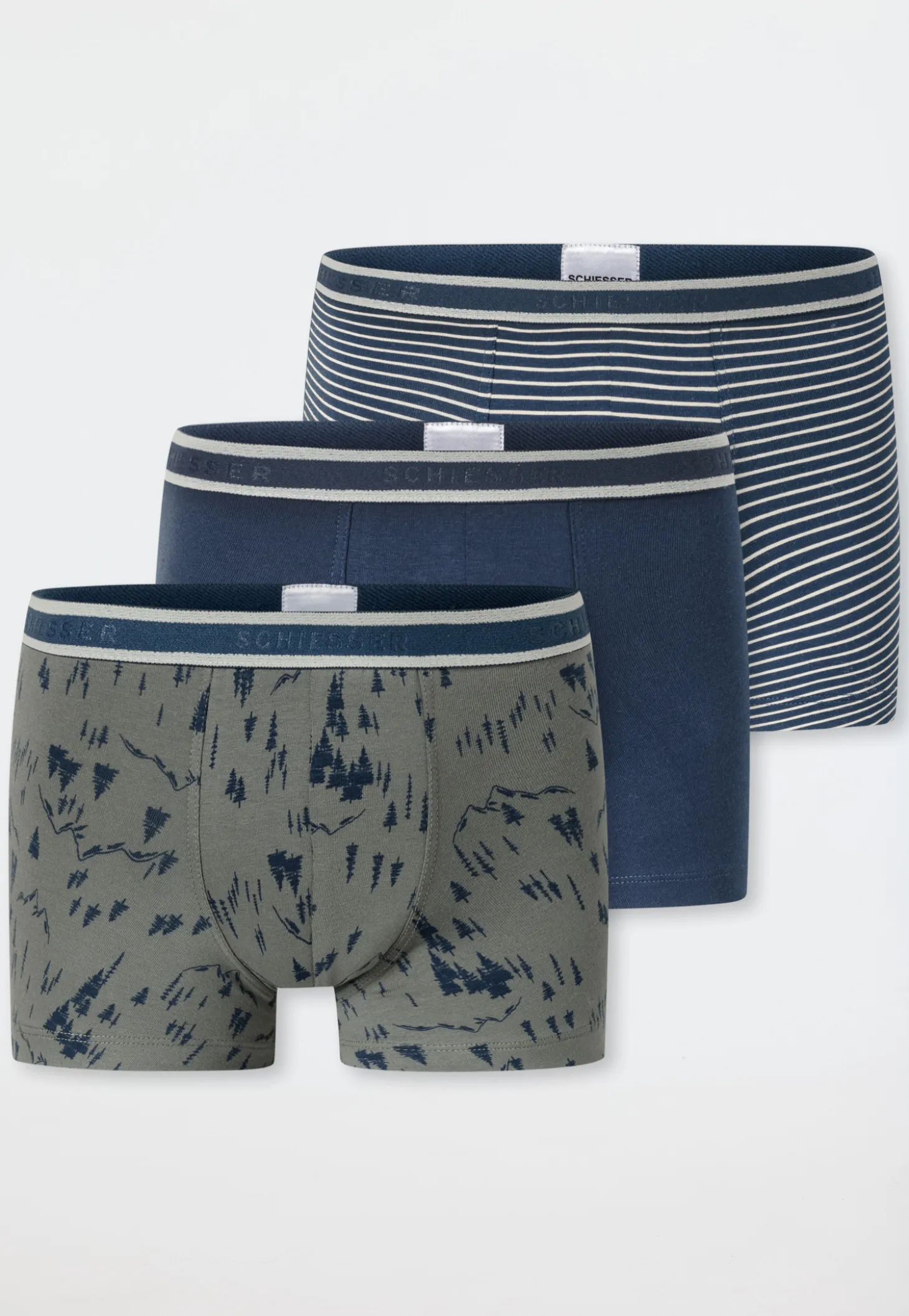 Shorts 3er-Pack Ringel blau/ grün - 95/5