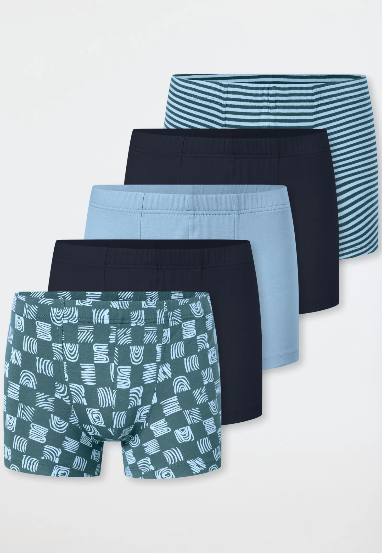 Shorts 5er-Pack Ringel Karos mehrfarbig - 95/5