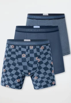 Shorts 3er-Pack Ringel Karos Smiley mehrfarbig - 95/5
