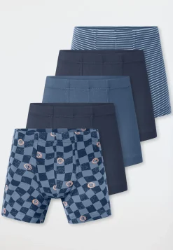 Shorts 5er-Pack Ringel Karos Smileys mehrfarbig - 95/5