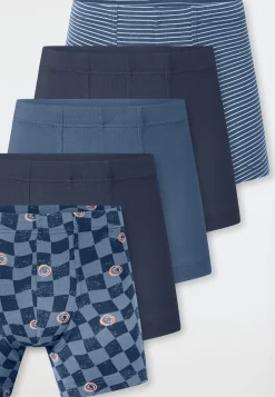 Shorts 5er-Pack Ringel Karos Smileys mehrfarbig - 95/5