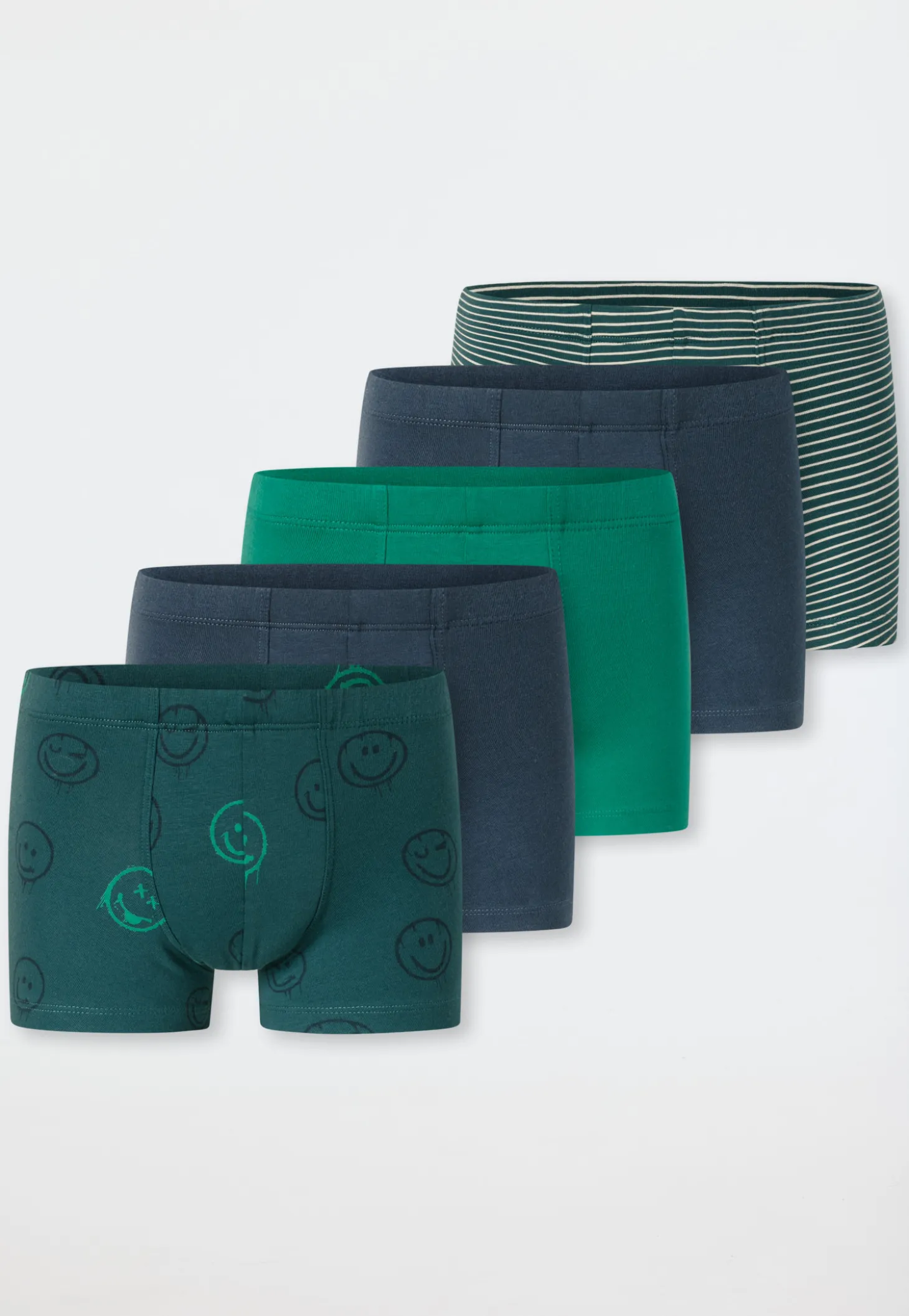 Shorts 5er-Pack Ringel Smiley grün/ blau - 95/5