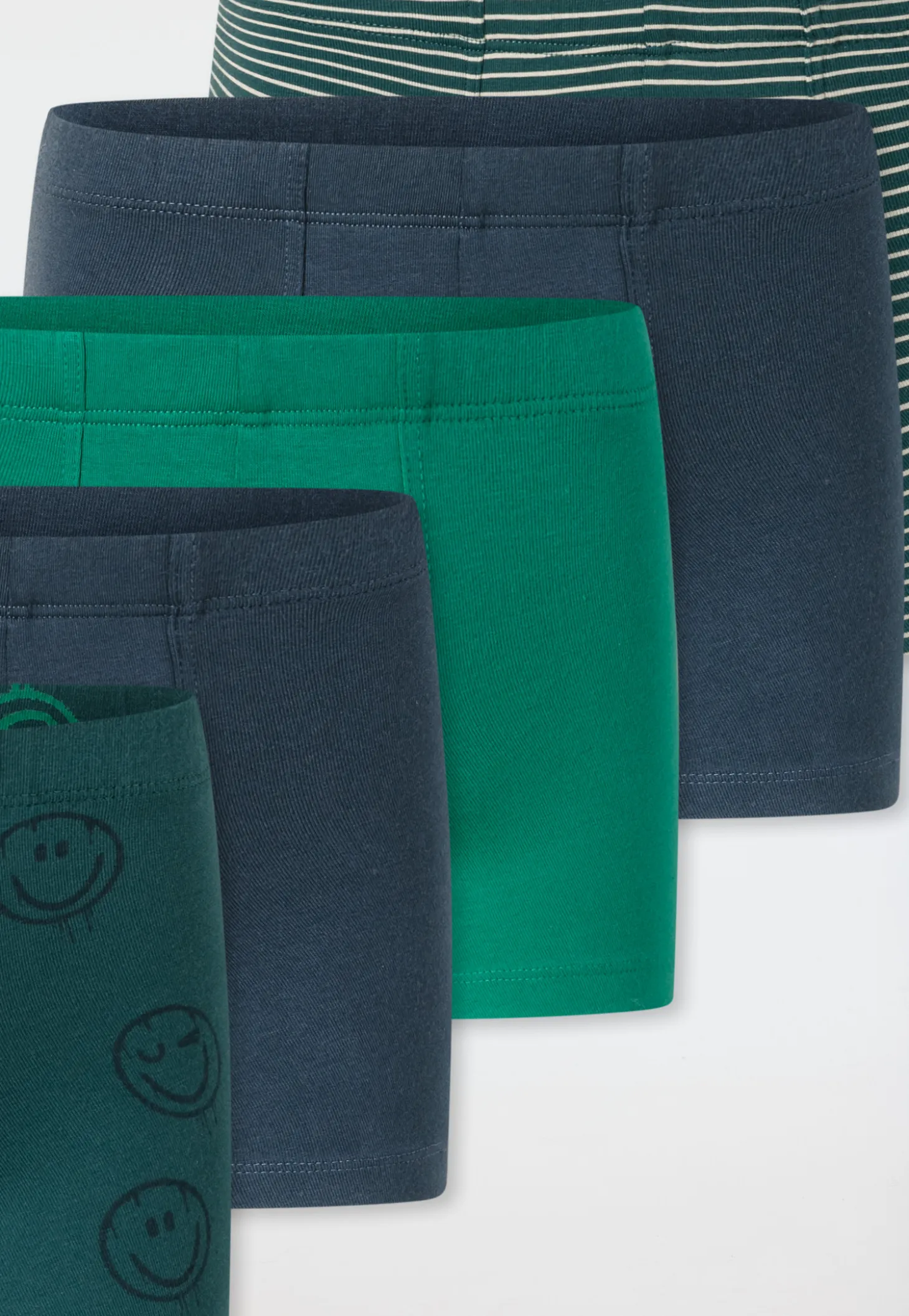 Shorts 5er-Pack Ringel Smiley grün/ blau - 95/5