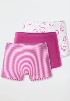 Shorts 3er-Pack Ringel Smiley mehrfarbig - 95/5