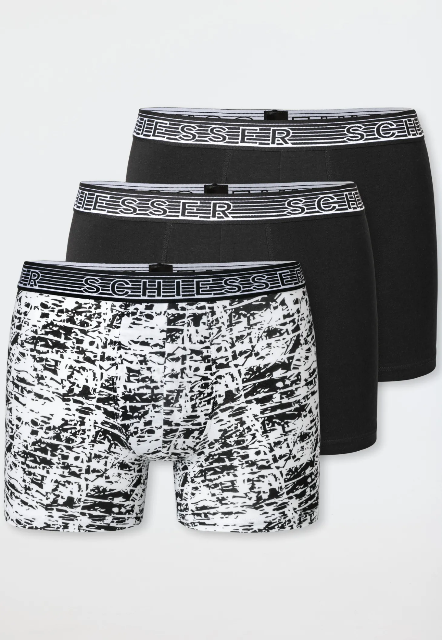 Shorts 3er-Pack schwarz/ schwarz-weiß gemustert - 95/5