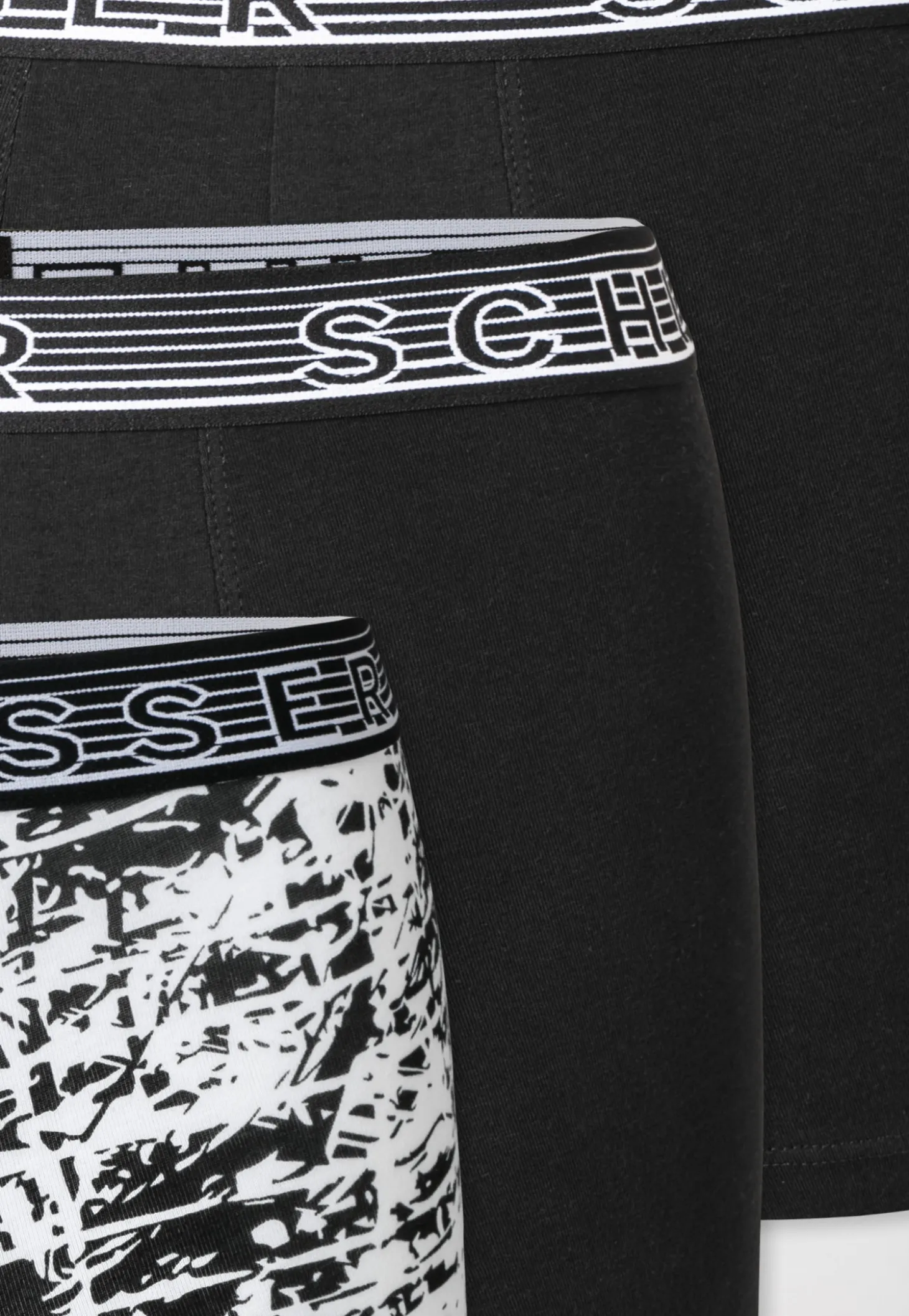 Shorts 3er-Pack schwarz/ schwarz-weiß gemustert - 95/5