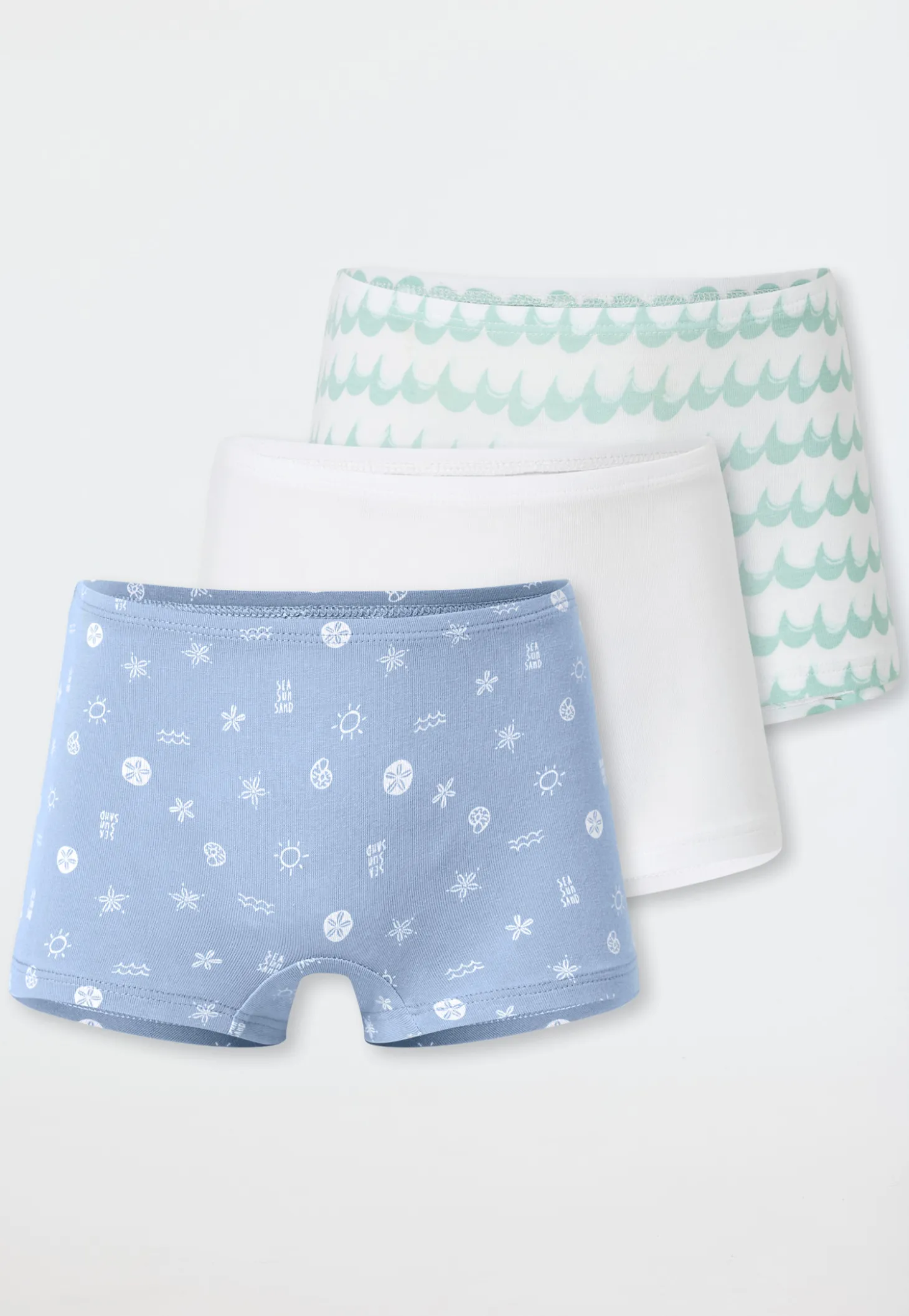 Shorts 3er-Pack Wellen Muscheln mehrfarbig - 95/5
