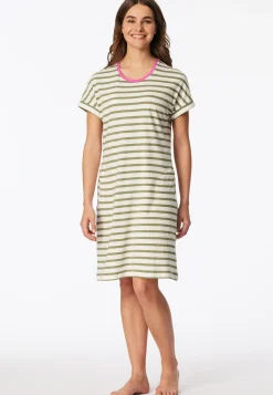 Sleepshirt kurzarm Streifen linde - Casual Essentials