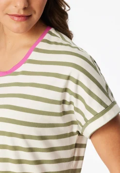 Sleepshirt kurzarm Streifen linde - Casual Essentials
