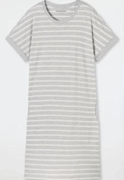 Sleepshirt kurzarm Streifen silbergrau-meliert - Casual Essentials