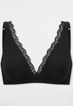 Soft-BH gemoldet ohne Bügel Spitze schwarz - Unique Cotton