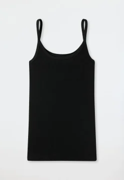 Spaghettitop Doppelripp Organic Cotton schwarz - Pure Rib