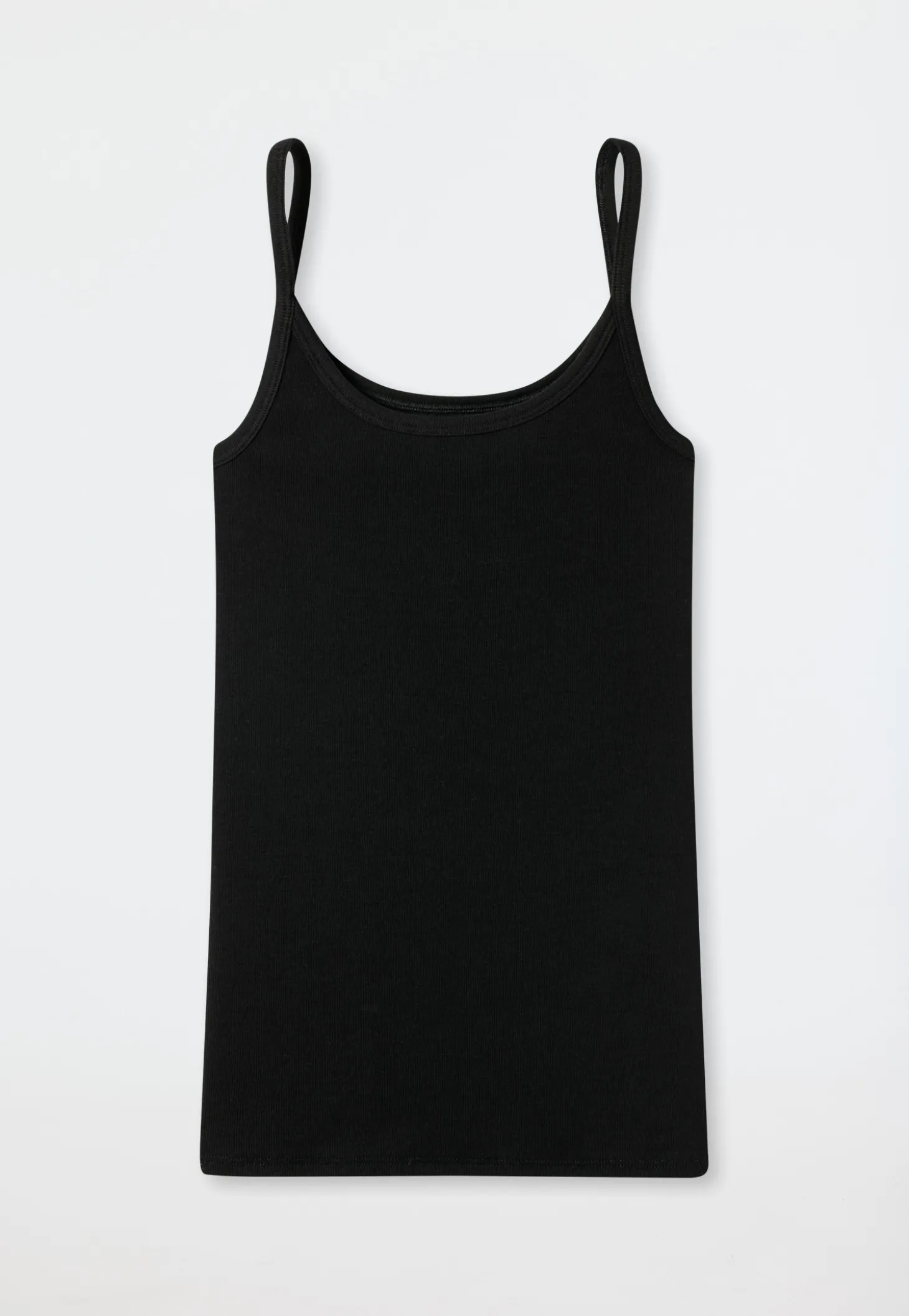 Spaghettitop Doppelripp Organic Cotton schwarz - Pure Rib