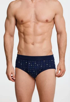 Sportslips mit Eingriff 2er-Pack navy blau kariert - Essentials