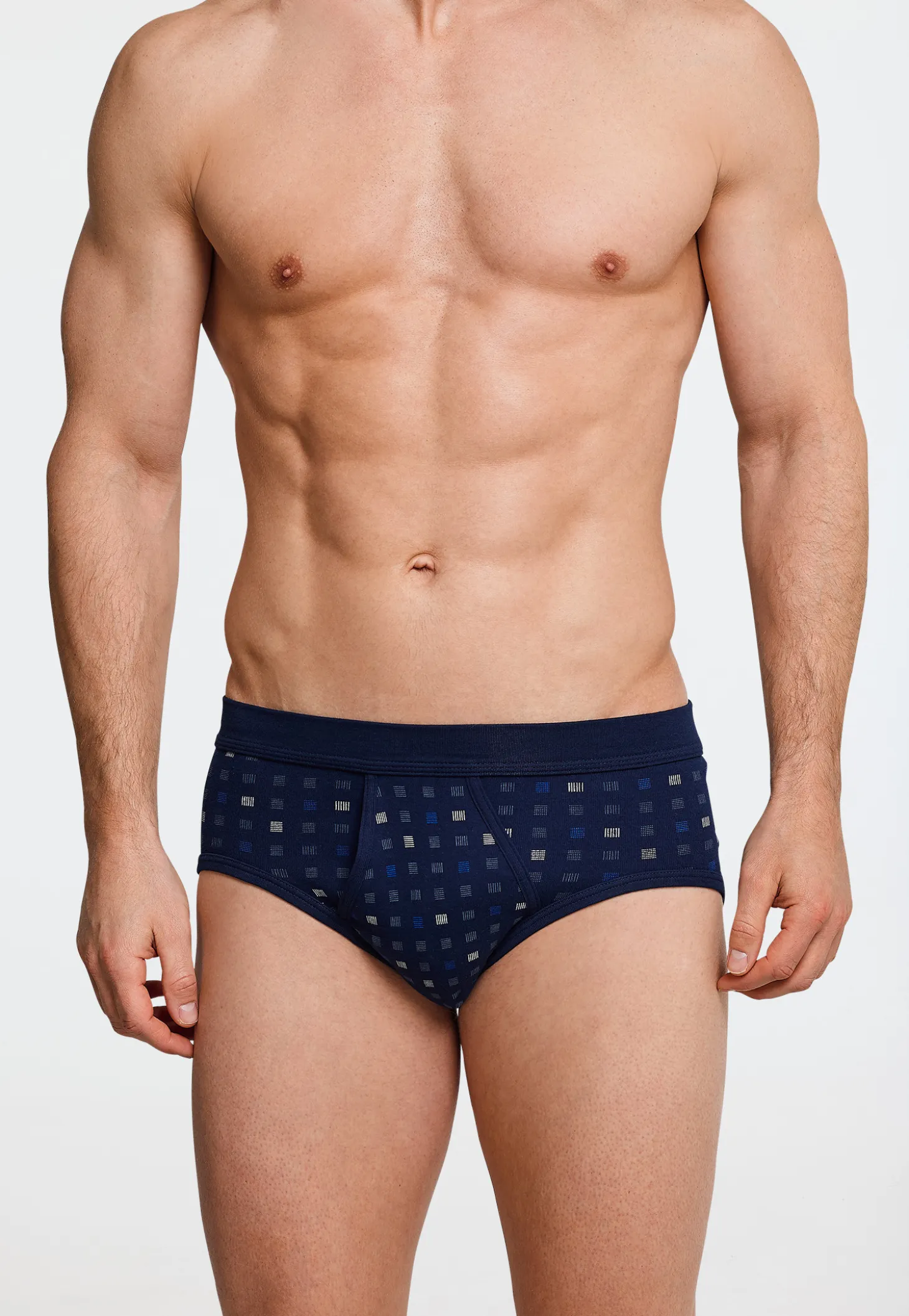 Sportslips mit Eingriff 2er-Pack navy blau kariert - Essentials