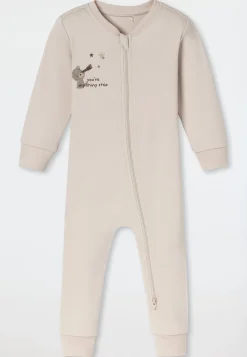 Strampler lang Teddybär beige-meliert - Baby