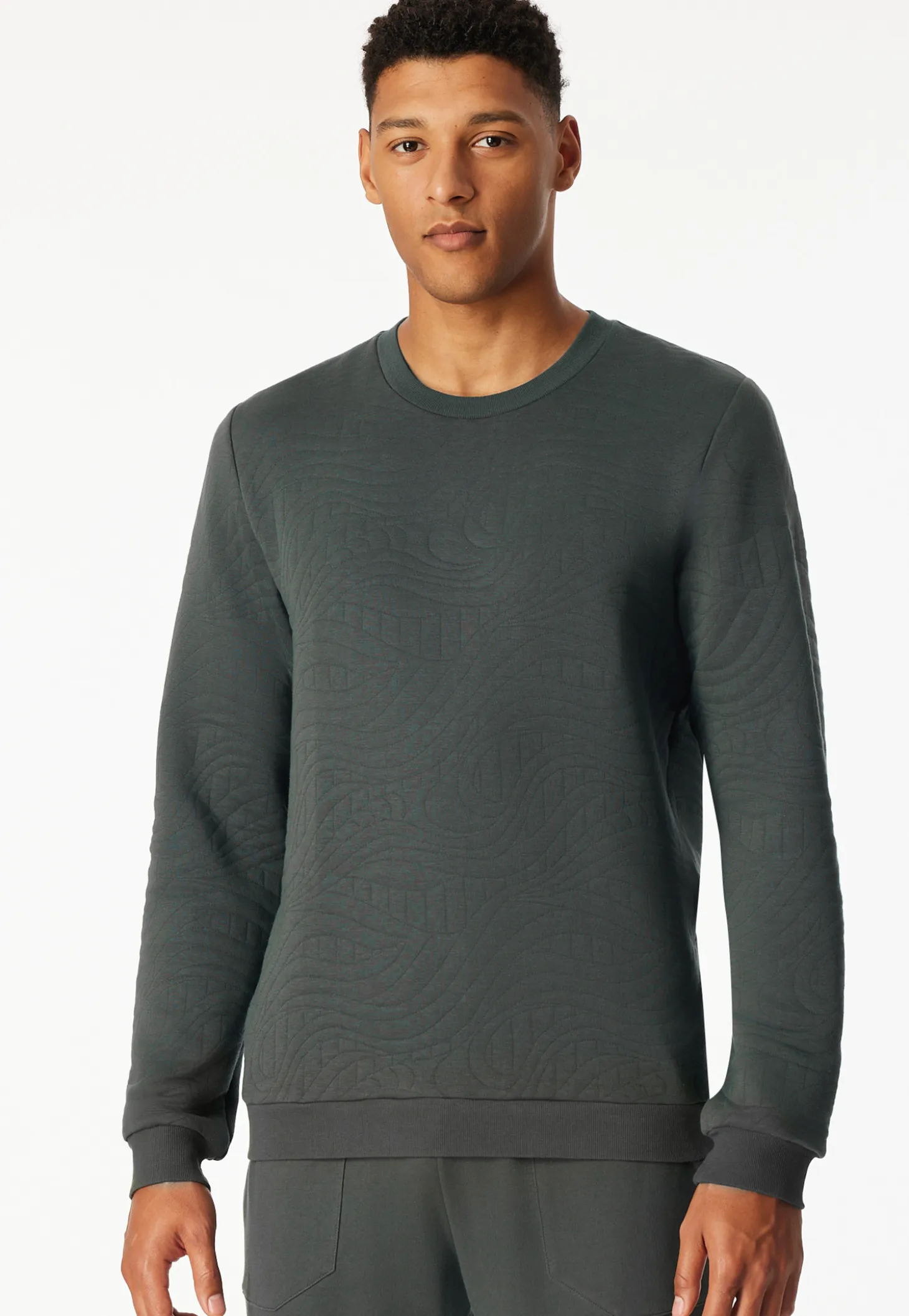 Sweatshirt dunkelgrün gemustert - Mix+Relax