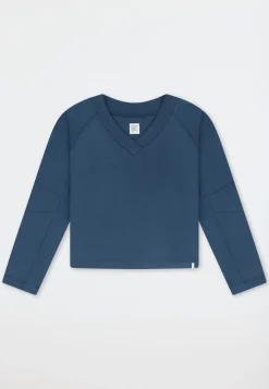 Sweatshirt langarm Doubleface V-Ausschnitt deep blue - Mix+Relax
