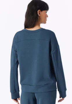 Sweatshirt langarm Doubleface V-Ausschnitt deep blue - Mix+Relax