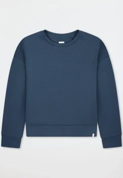 Sweatshirt langarm Doubleface V-Ausschnitt deep blue - Mix+Relax