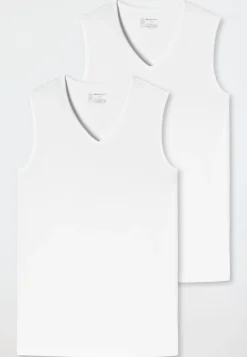 Tank Tops 2er-Pack V-Ausschnitt weiß - 95/5