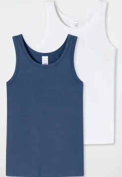 Tanktops 2er-Pack weiß/ blau - 95/5