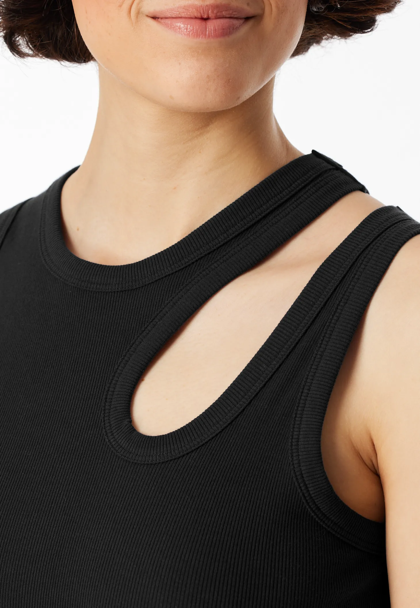 Trägertop Doppelripp Cutout schwarz - SCHIESSER 150 Years