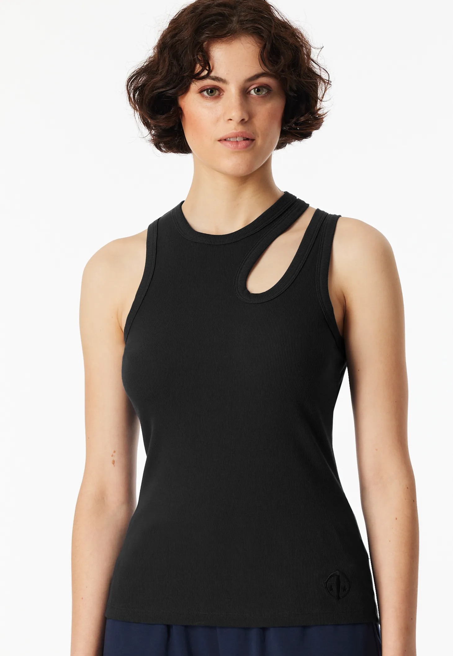 Trägertop Doppelripp Cutout schwarz - SCHIESSER 150 Years