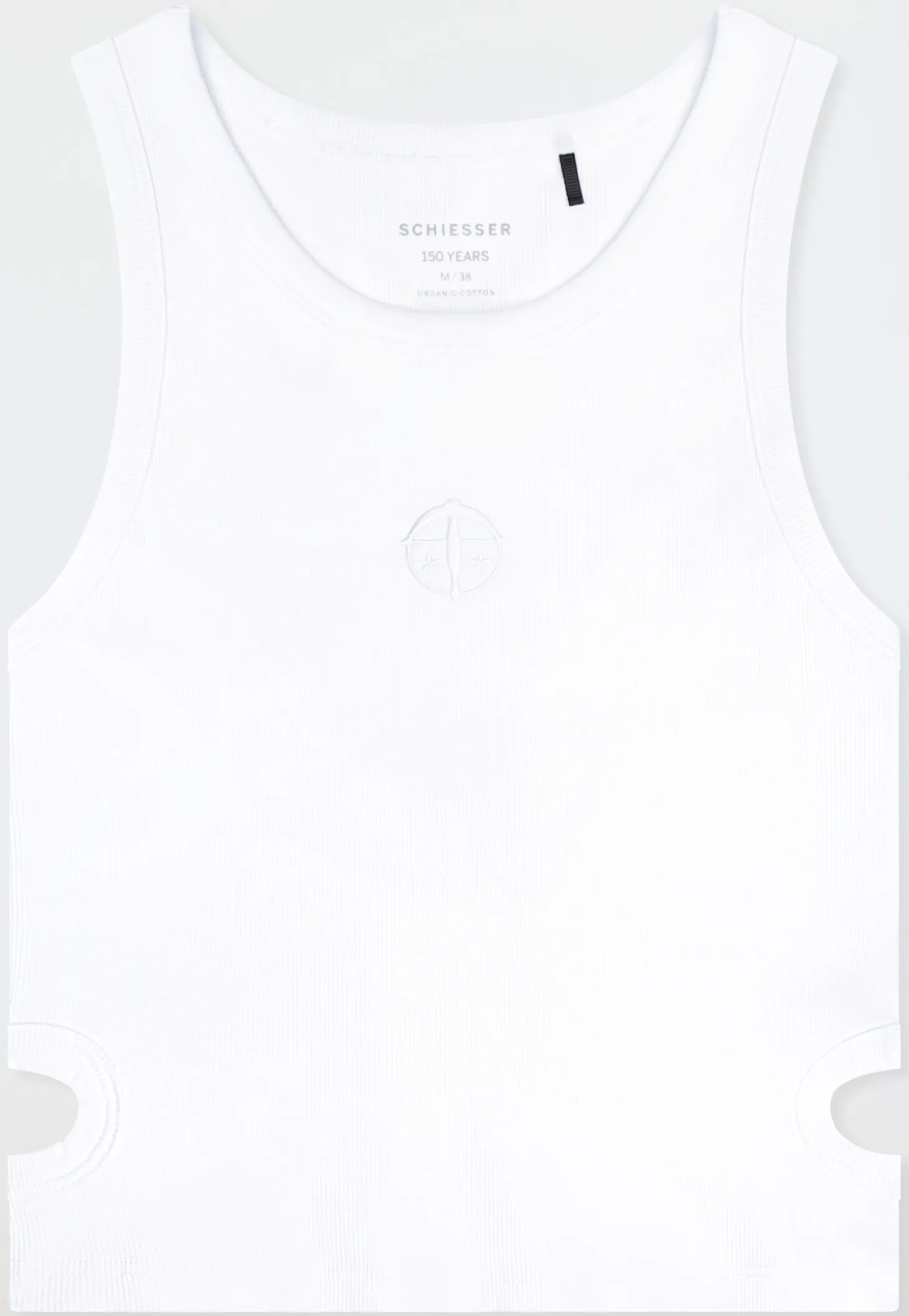 Trägertop Doppelripp Cutouts weiß - SCHIESSER 150 Years